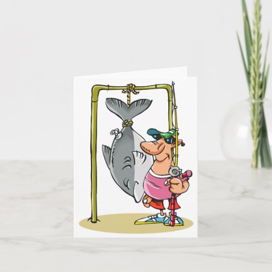 Fischer mit seinen Mitteilungskarten (Vorderseite)