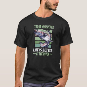 Fischer-Motiv Forellen-Flüsterer Fly-Fishing T-Shirt