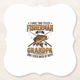 Fischer-Opa Vintage-Stickerei-Angler-Shirt_ Untersetzer