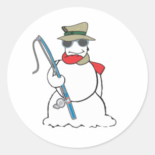 Fischer-Schneemann Runder Aufkleber