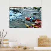 Fischer und Pelikane, Valparaiso, Chile Poster (Küche)