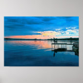 Fischer und sein Hund bei Sunset Poster (Vorne)