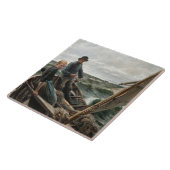 Fischer und Tochter auf See (von Albert Edelfelt) Fliese (Seite)