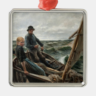 Fischer und Tochter auf See (von Albert Edelfelt) Ornament Aus Metall
