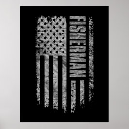 Fischer USA-Flagge mit abgenutztem Design Poster
