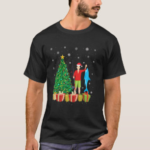 Fischer Weihnachtsbaum Beleuchtung Santa Hut Fisch T-Shirt