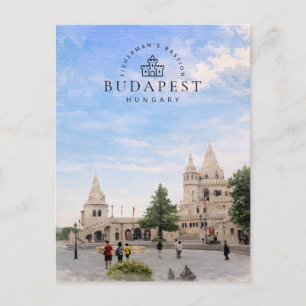 Fischerbastei   Budapest Ungarn Aquarell Feiertagspostkarte