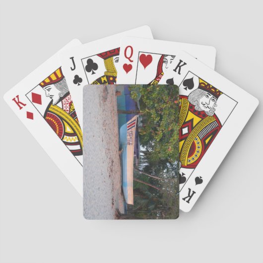 Fischerboot am Strand von Tamarindo, Costa Rica Spielkarten (Rückseite)