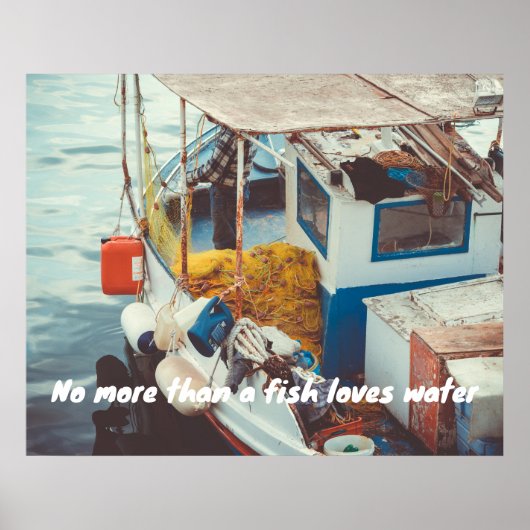 Fischerboot an der Mittelmeerküste Poster (Vorne)