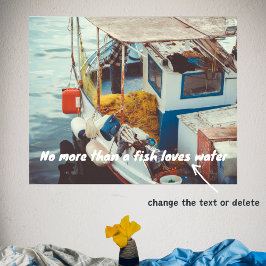 Fischerboot an der Mittelmeerküste Poster