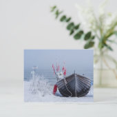 Fischerboot an der Ostsee im Winter Postkarte (Stehend Vorderseite)