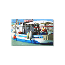 Fischerboot an der toskanischen Küste, Malerei.