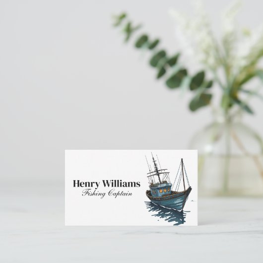 Fischerboot | Aquarell Visitenkarte (Stehend Vorderseite)
