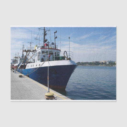 Fischerboot auf Ankerplätzen Seidenpapier (Vorderseite)