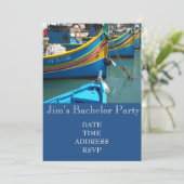 Fischerboot Bachelor Party Einladung (Stehend Vorderseite)