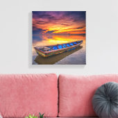 Fischerboot bei Sonnenaufgang | Strand Jubakar Leinwanddruck (Insitu (Wohnzimmer))