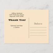 Fischerboot bei Sonnenuntergang, Danke Postkarte (Rückseite)