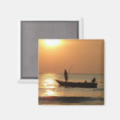 Fischerboot bei Sonnenuntergang Magnet (Vorderseite/Rückseite)