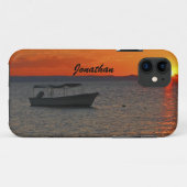 Fischerboot bei Sonnenuntergang, Orange Sky, Name Case-Mate iPhone Hülle (Rückseite (Horizontal))
