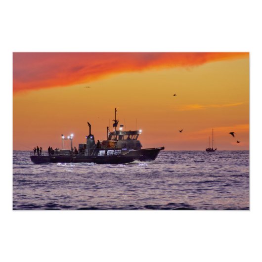 Fischerboot bei Sunset - Venice Beach, CA Fotodruck (Vorne)