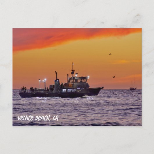 Fischerboot bei Sunset - Venice Beach, CA Postkarte (Vorderseite)