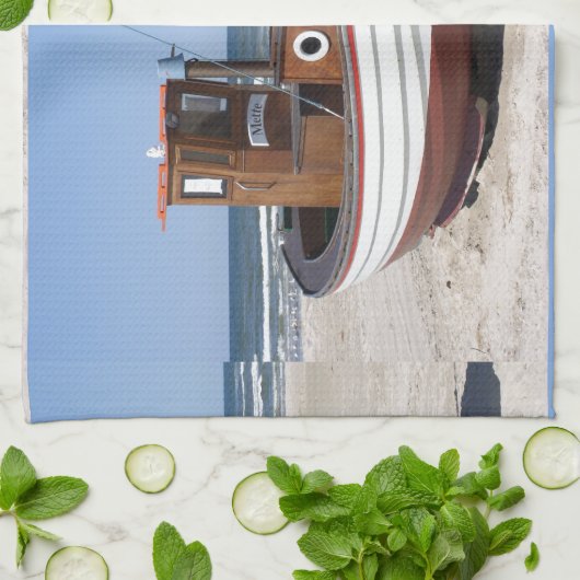 Fischerboot-Bild Küchentuch (Gefaltet)