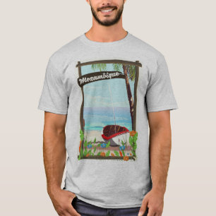 Fischerboot-Cartoonferienplakat Mosambiks T-Shirt