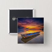 Fischerboot dem Strand an des Sonnenaufgang-| Button (Vorne & Hinten)