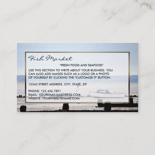 Fischerboot, Fischer/Ehefrau, Fischmarkt Visitenkarte (Rückseite)