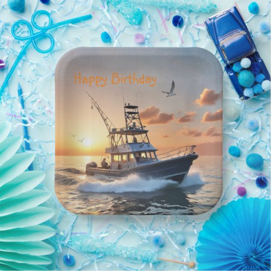 Fischerboot Geburtstag Pappteller (Party)
