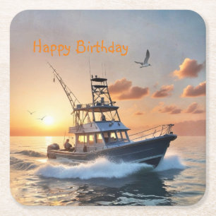 Fischerboot Geburtstag Rechteckiger Pappuntersetzer