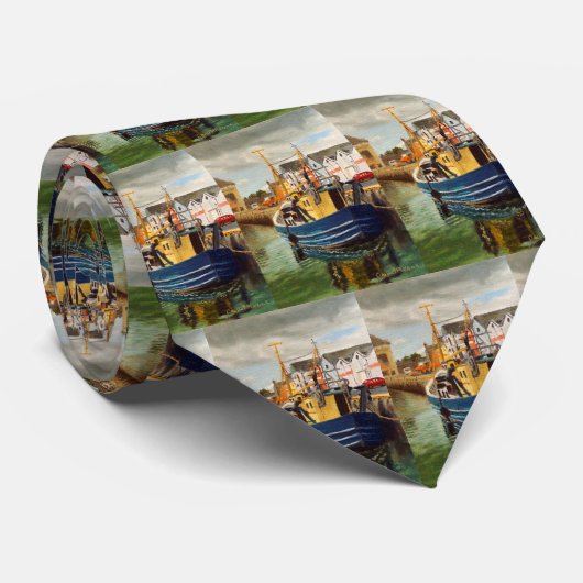 Fischerboot im Hafen Krawatte (Gerollt)