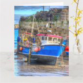Fischerboot im Hafen von Cornish Karte (Gelbe Blume)