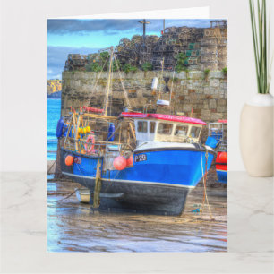 Fischerboot im Hafen von Cornish Karte