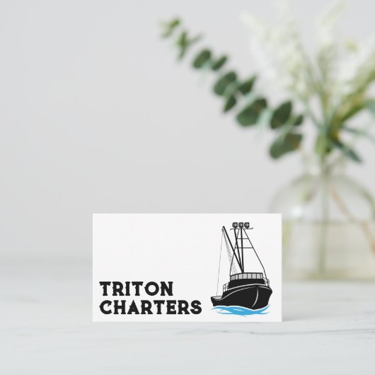 Fischerboot im Wasser Visitenkarte (Stehend Vorderseite)