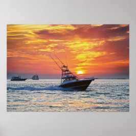 Fischerboot in Key West, Florida, Sunset Poster
