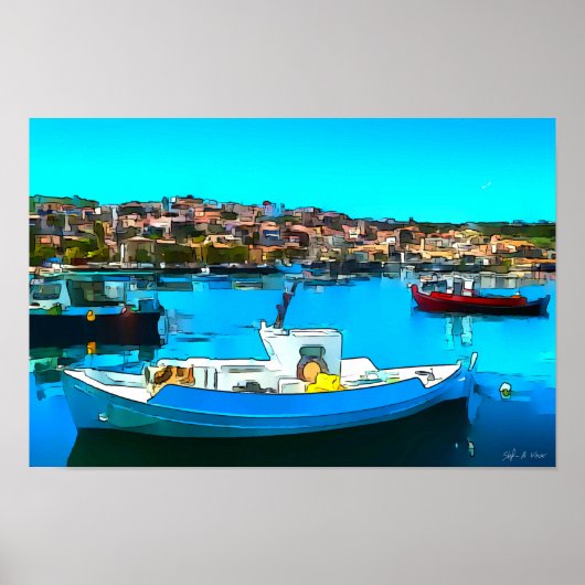 Fischerboot in Koroni Hafen A2 - Poster (Vorne)