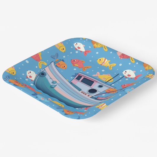 Fischerboot Pappteller (Gewinkelt)