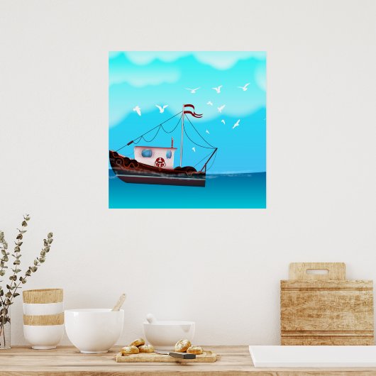 Fischerboot Poster (Küche)