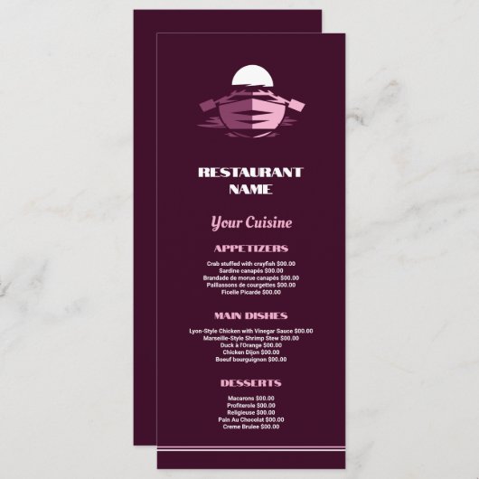 Fischerboot, Restaurant Slimline Menükarte (Vorne/Hinten)