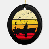 Fischerboot Retro Coole Bassfliege Fischer Keramik Ornament (Links)