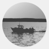 Fischerboot Runder Aufkleber (Vorderseite)