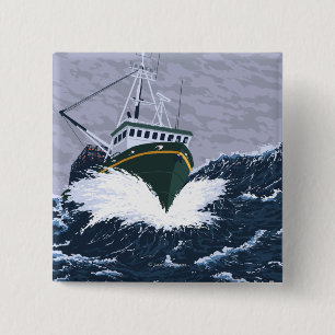 Fischerboot-Szene - Curry, Alaska Button