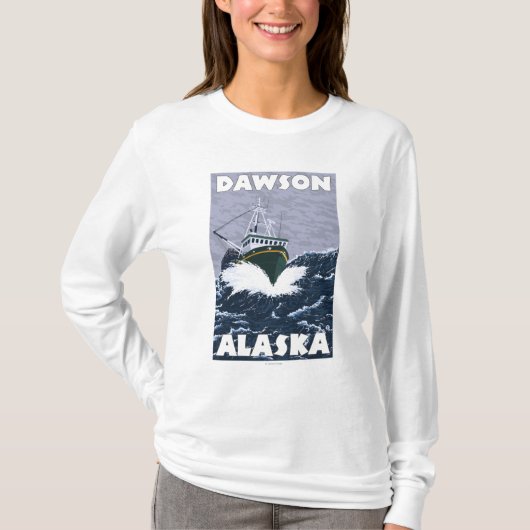 Fischerboot-Szene - Dawson, Alaska T-Shirt (Vorderseite)