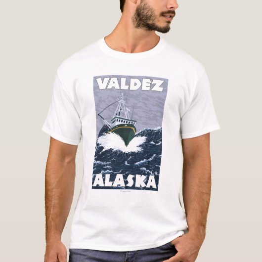 Fischerboot-Szene - Valdez, Alaska T-Shirt (Vorderseite)