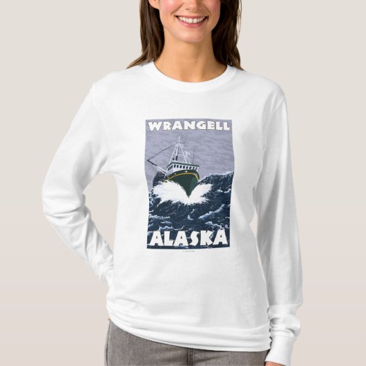 Fischerboot-Szene - Wrangell, Alaska T-Shirt (Vorderseite)