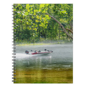 Fischerboot unterwegs notizblock