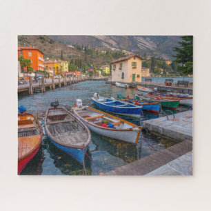 Fischerboote am See in Riva del Garda Italien Puzzle