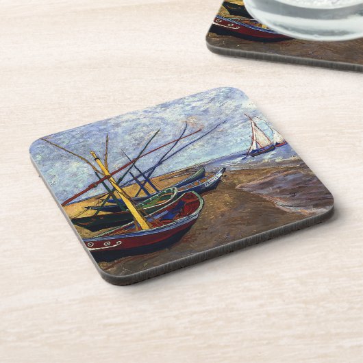 Fischerboote am Strand Getränkeuntersetzer (Linke Seite)