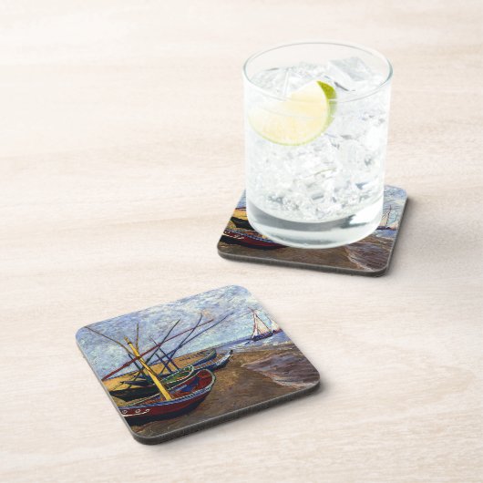 Fischerboote am Strand Getränkeuntersetzer (Rechte Seite)